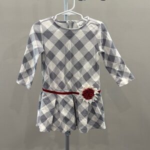 Toddler Girls Rare Editions Striped Gray and White Dress, 3T